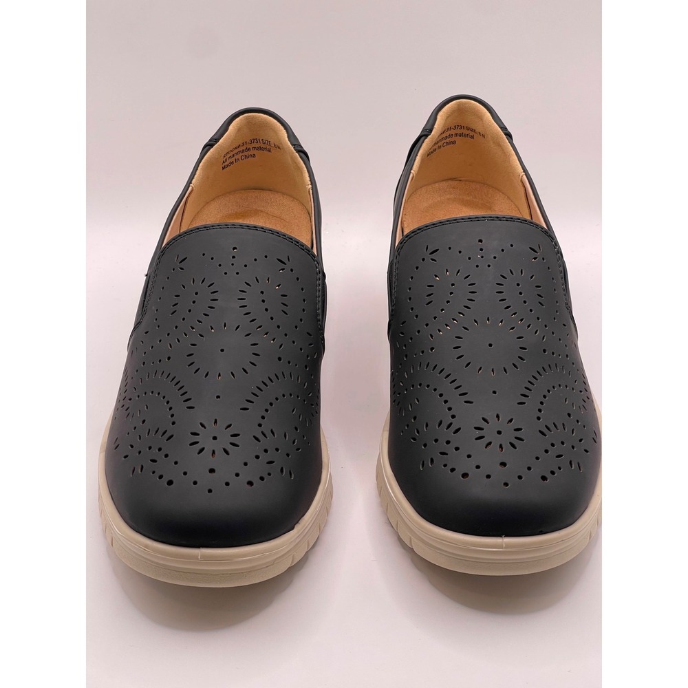 Easy Street Ying Black Perforated Slip On Comfort Wave Sneakers 8N